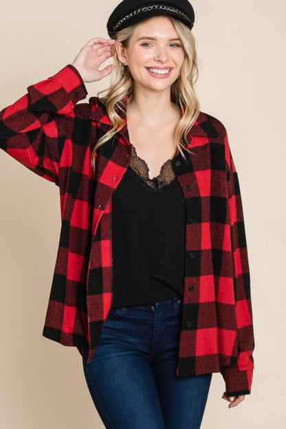 Super Lady Plaid Button Up Long Sleeve Shirt