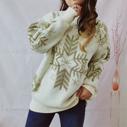 Snowflake Pattern Long Sleeve Sweater